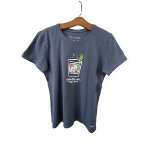 Life Is Good Gin-Gle All The Way Crusher Tee Size Medium Short Sleeve Blue NEW